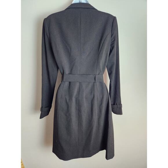 Calvin Klein knit double breasted trench sz 6 lined pockets belted old Money - Picture 6 of 9